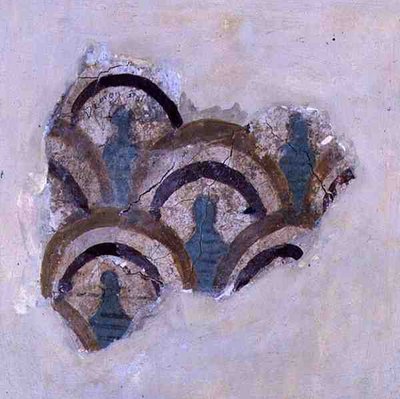 Spiralny pas i kwiaty z Knossos na Krecie, ok. 1500 pne (fresk) autorstwa Minoan