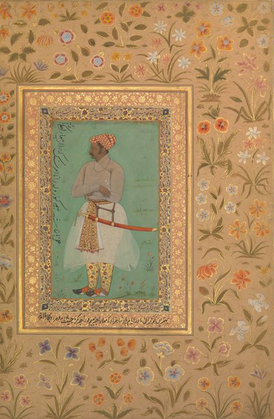 Portret Maharajy Bhima Kanwara, folio z albumu Shah Jahan, verso: ca. 1615-29 autorstwa Mir 
