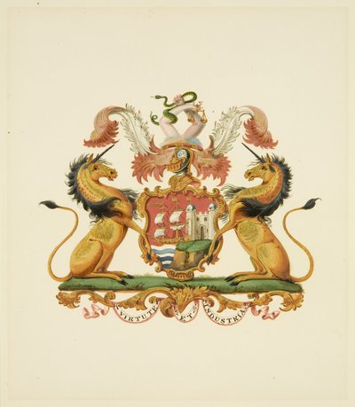 Ramiona miasta Bristol, ok. 1830 (ołówek i papier akwarelowy) autorstwa Miss (attr.to) Braikenridge