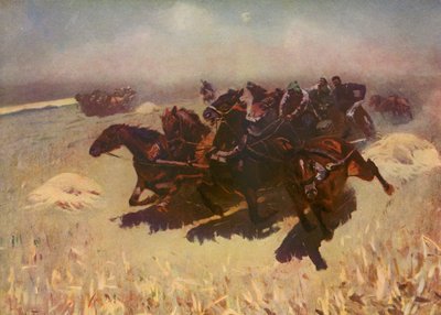 Tachanka (kolorowa litografia) autorstwa Mitrofan Borisovic Grekov