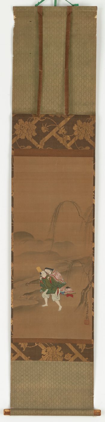 Ariwara Narihira niosący kochankę, 1683-1752. autorstwa Miyagawa Chōshun