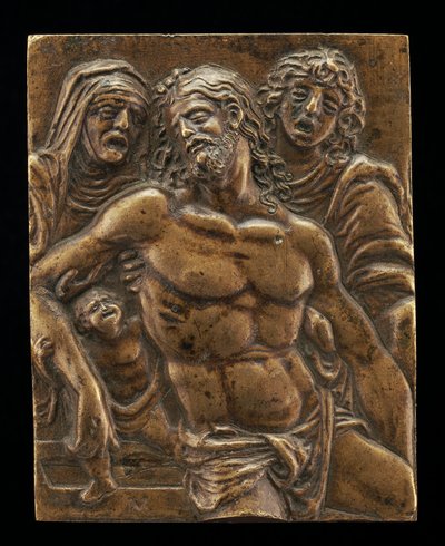 Chrystus w grobie, wspierany przez Dziewicę, św. Jana i Anioła, 15081513. autorstwa Moderno
