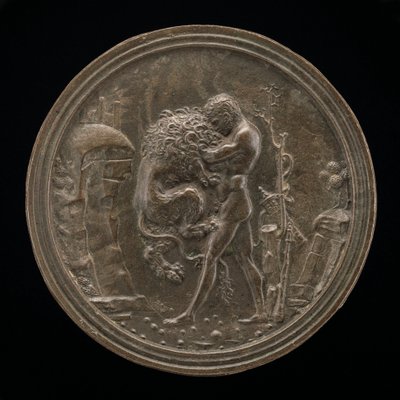 Herkules i lew nemejski, koniec XV - początek XVI wieku. autorstwa Moderno