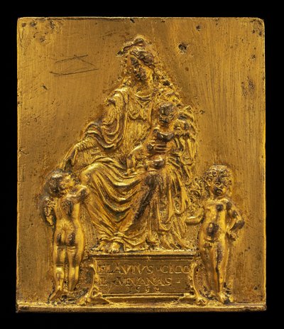 Madonna z Dzieciątkiem na tronie z dwoma aniołami, 1552. autorstwa Moderno