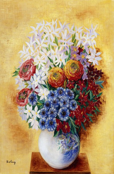Bukiet kwiatów na żółtym tle; Bouquet au Fleurs sur Fond jaune, ok. 1934 (olej na płótnie) autorstwa Moise Kisling