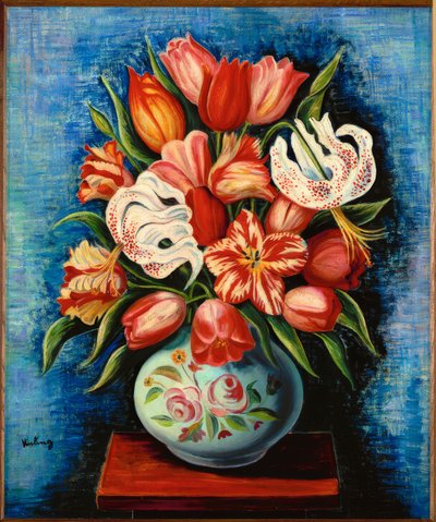 Bukiet kwiatów z tulipanami i liliami autorstwa Moise Kisling