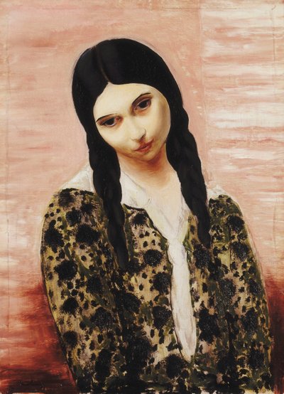 Dziewczyna siedząca na matach; Jeune Fille assis aix Nattes autorstwa Moise Kisling