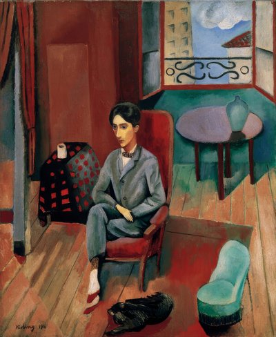 Jean Cocteau siedzi w swoim studio autorstwa Moise Kisling