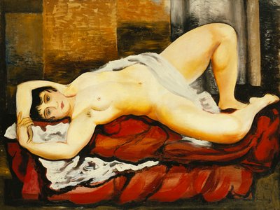 Akt w białym prześcieradle; Nu Couche au Drap Blanc autorstwa Moise Kisling