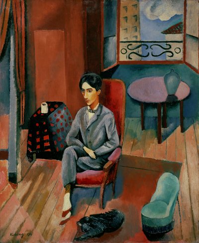 Portret Jeana Cocteau siedzącego w swoim studio autorstwa Moise Kisling