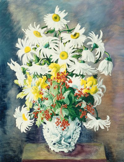 Białe stokrotki w wazonie autorstwa Moise Kisling