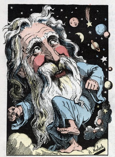 Alegoria Boga w „Tombinoskopie” Touchatout, rysunek B. Molocha z 1882 (1849-1909). Prywatna kolekcja. autorstwa Moloch