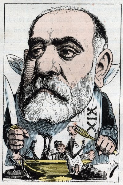 Karykatura przedstawiająca krytyka dramatycznego Francisque Sarcey (1827-1899) autorstwa Moloch