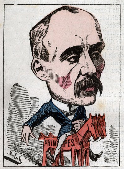 Portret polityka Georges Clemenceau (1841-1929) w „Le Trombinoscope” Touchatout, karykatura B. Molocha z 1882 (1849-1909). Prywatna kolekcja. autorstwa Moloch