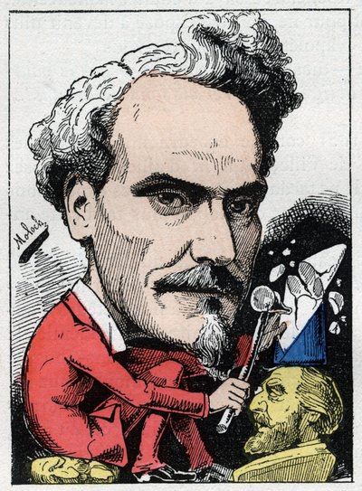 Portret Henri de Rochefort (1831-1913) Markiz de Rochefort, dziennikarz, polityk i pisarz w „Le Trombinoscope” Touchatout, karykatura B. Molocha z 1882 (1849-1909). Prywatna kolekcja. autorstwa Moloch