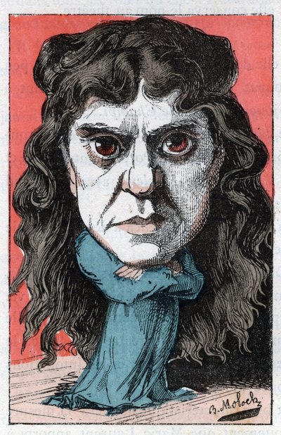 Portret Marie Laurent lub Marie LUGUET Francuskiej artystki dramatycznej XIX wieku w „Le Trombinoscope”” Touchatout, karykatura B. Molocha z 1882 (1849-1909). Prywatna kolekcja. autorstwa Moloch