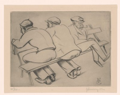 Trzech mężczyzn na kanapie autorstwa Mommie Schwarz (signed by artist)