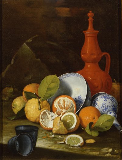 Bucchero, porcelana, pomarańcze i cytryny, 1706 autorstwa Monari