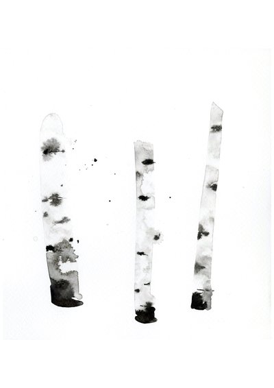 Ghost Birch, 2022 (akwarela na papierze tłoczonym na zimno Langton, 300 g/m²) autorstwa Monica Perez Vega