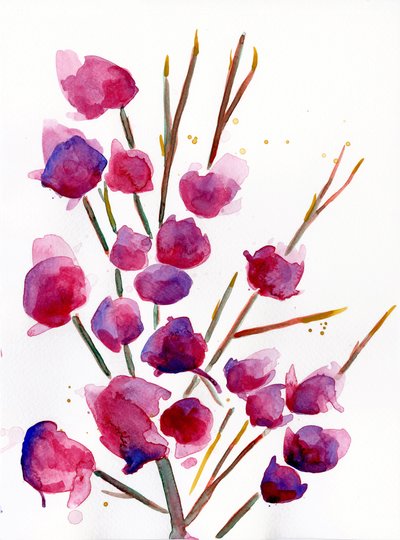 Magnolia, 2022 (akwarela na papierze tłoczonym na zimno Langton, 300 g/m²) autorstwa Monica Perez Vega