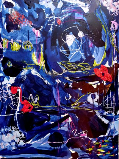 Dynamiczny niebieski abstrakt autorstwa Monika Riethmueller