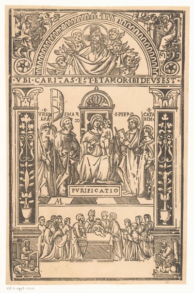 Maryja z Dzieciątkiem i świętymi Święta rozmowa Sacra Conversazione autorstwa Monogrammist AM (prentmaker 16e eeuw)