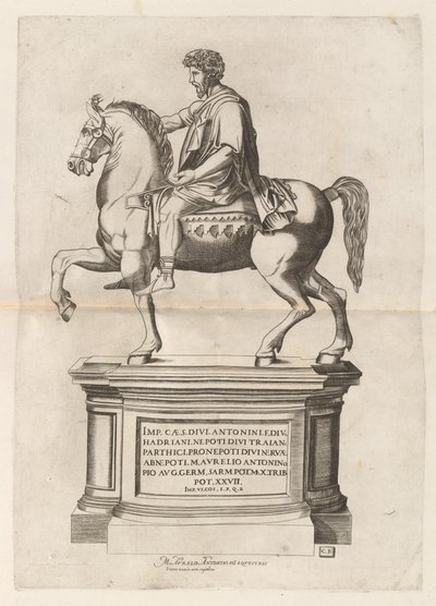 Posąg konny Marka Aureliusza autorstwa Monogrammist CB after Nicolaus Beatrizet