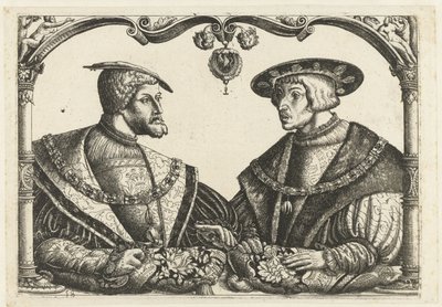 Karel V i Ferdynand I autorstwa Monogrammist CB met boom (attributed to)