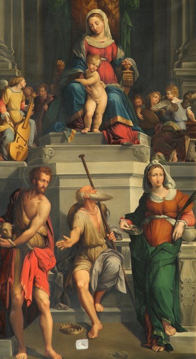 Intronizowana Madonna ze świętymi autorstwa Monogrammist E. D.