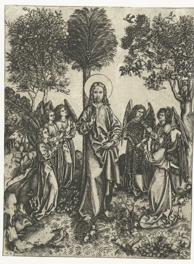 Chrystus na pustyni z aniołami autorstwa Monogrammist IE
