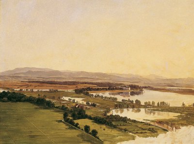 Krajobraz z zamkiem Inzersdorf (w kierunku Anninger) autorstwa Monogrammist J.P.