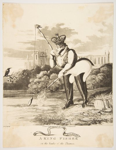 Król Fisher nad brzegiem Tamizy, 1827. autorstwa Monogrammist JVS
