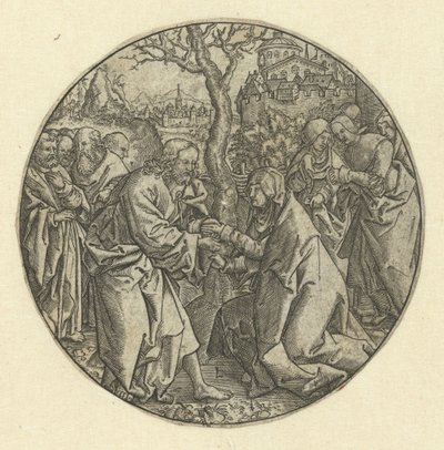Chrystus żegna się z Maryją autorstwa Monogrammist L (graveur, Nederland)