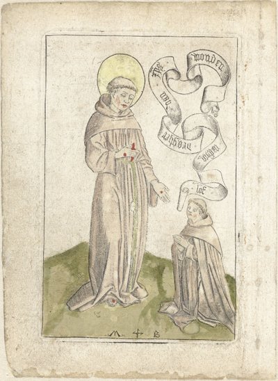 Święty Franciszek z klęczącym franciszkanin autorstwa Monogrammist MB (Nederlanden)