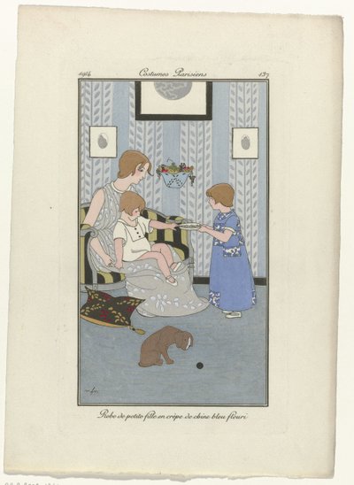 Journal des Dames et des Modes, Costumes Parisiens, 1914, nr 137: Sukienka małej dziewczynki (...) autorstwa Monogrammist MFN