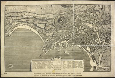 Mapa Neapolu, Plan miasta Neapol... M.L. Jolivet... belin. [sic] i sclp. 1755 (grawerowanie) autorstwa Morise Lewes Jolivet