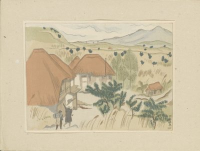 Źródła gorącej wody Kawakami Kawakami Onsen (tytuł na obiekcie) Część druga, obszar Aizu (tytuł serii) Dai nishû, Aizu no bu (tytuł serii) Grafiki japońskich pejzaży (tytuł serii) Nihon fûkei hanga (tytuł serii) autorstwa Morita Tsunetomo
