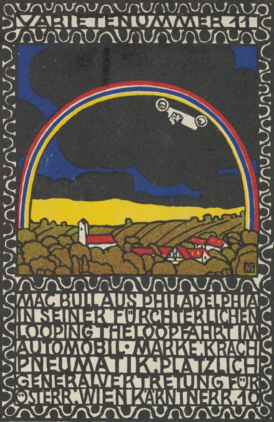 Variety Act 11: Mac Bull z Filadelfii w swojej przerażającej jeździe na pętli w swoim samochodzie ..., 1907. autorstwa Moritz Jung