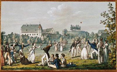 Gra w piłkę w Atzenbrugg ... (akwaforta) autorstwa Moritz Ludwig von Schwind