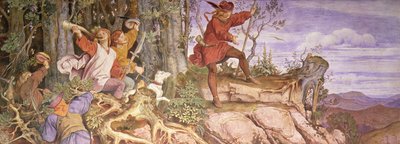 Legenda powstania Wartburga: Wartberg, będziesz dla mnie zamkiem autorstwa Moritz Ludwig von Schwind