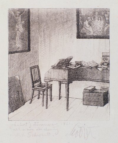 Widok pokoju Franza Schuberta (niszczenie) autorstwa Moritz Ludwig von Schwind
