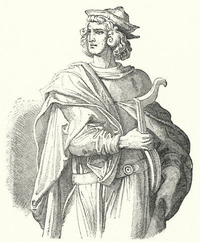 Walther von der Vogelweide, średniowysoko-niemiecki poeta liryczny (grafika) autorstwa Moritz Ludwig von Schwind