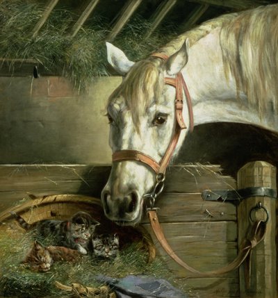 Koń i kocięta, 1890 autorstwa Moritz Muller