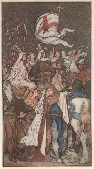 Ludwik Święty żegna się ze swoją żoną Elisabeth autorstwa Moritz Ludwig von Schwind