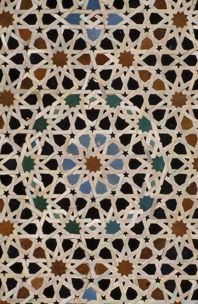 Bou Inania Madrasa, zellij tilework (ceramika) autorstwa Moroccan School