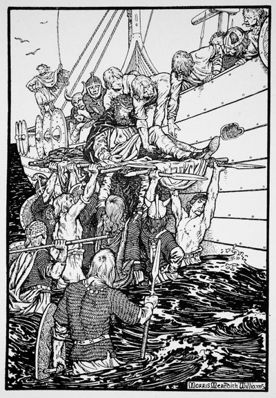 Umierający król Haakon wniesiony na swój statek, 961 1913 autorstwa Morris Meredith Williams