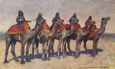 „Uzbrojeni jeźdźcy na wielbłądach z Bikanir”, 1903 autorstwa Mortimer L Menpes