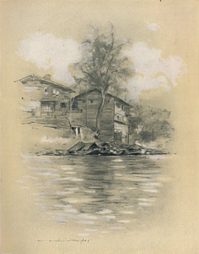 Zamieszkanie rzeki w Srinagar, 1903 autorstwa Mortimer L Menpes