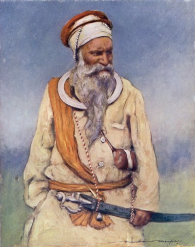 Wojownik Sikhów (kolor lito) autorstwa Mortimer Ludington Menpes