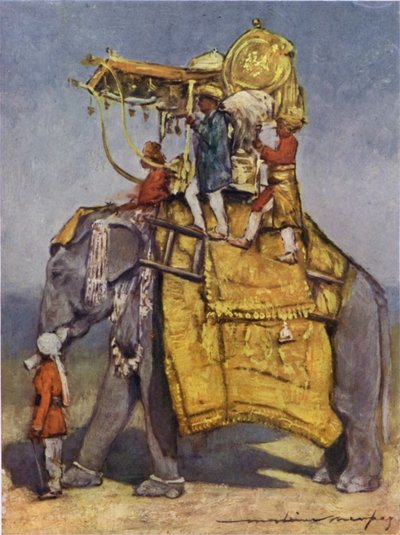 Słoń państwowy we wszystkich swoich pułapkach (kolor lito) autorstwa Mortimer Ludington Menpes